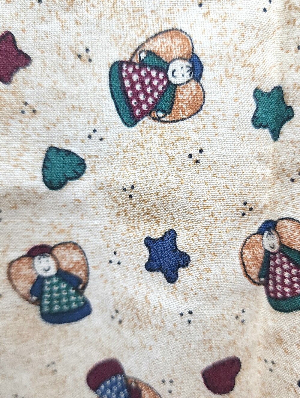 Vintage Angels with Stars and Hearts Fabri Quilt 2 7/8 Yds 100% Cotton Fabric